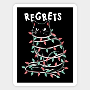 Black Cat Tangled Up on Christmas Lights by Tobe Fonseca Magnet